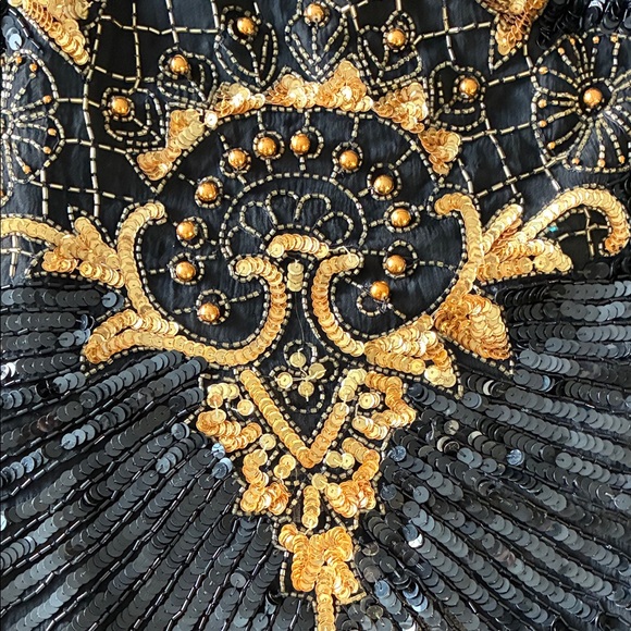 Vintage Black and Gold Embellished Dress Sz PP - Picture 6 of 6